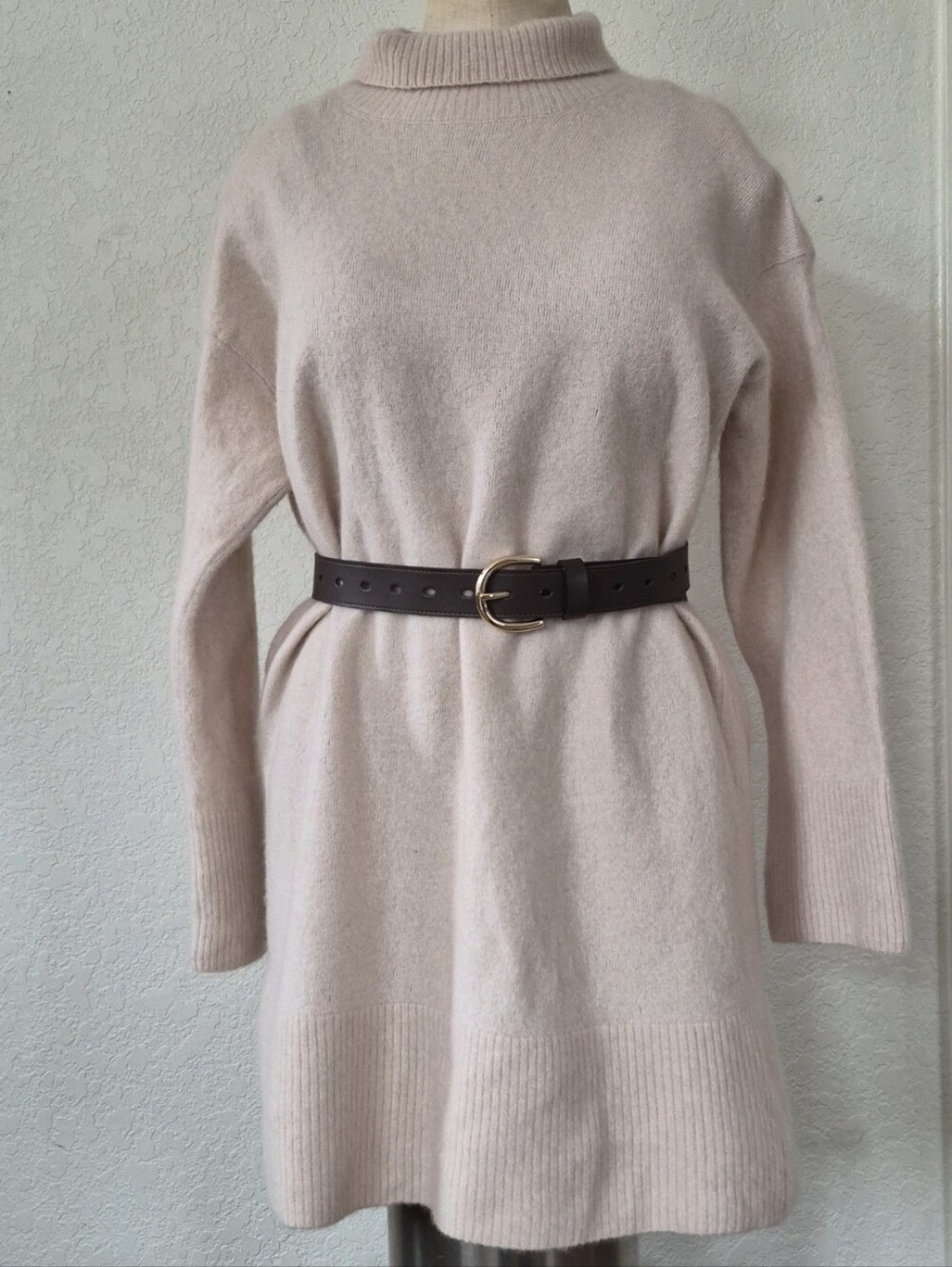 Everlane Woven 65% Wool Blend Turtle Neck Dress Sz M/L